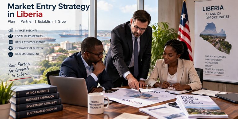 Business Professionals Planning A Market Entry Strategy in Liberia