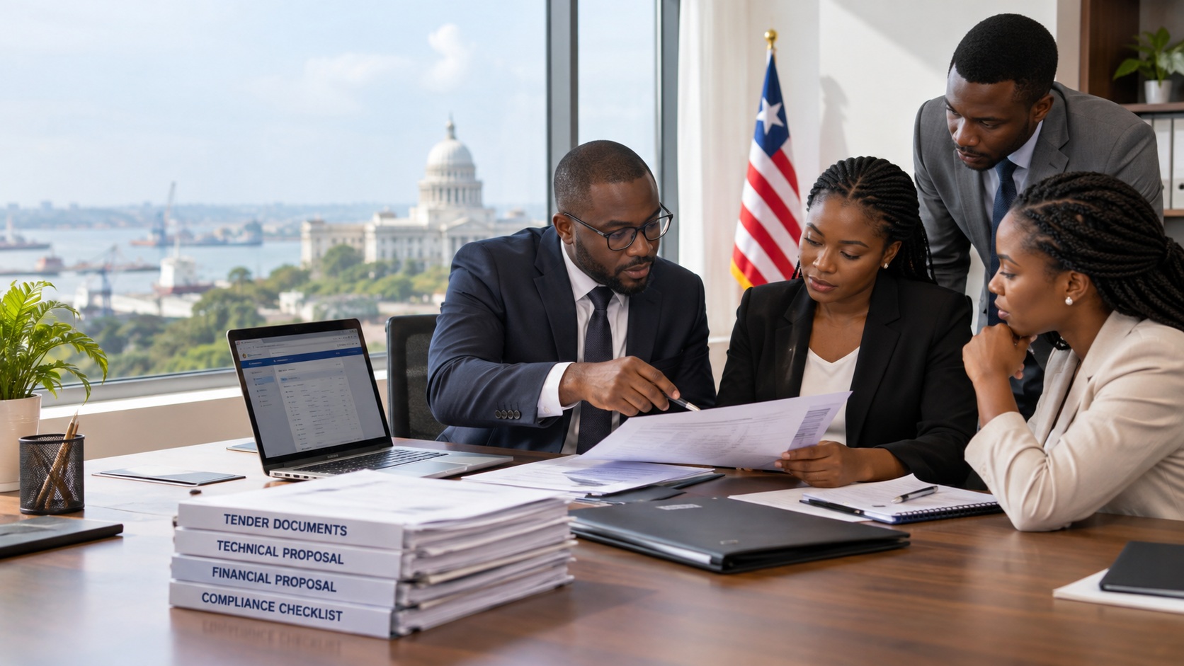 Government contract bid preparation in Liberia